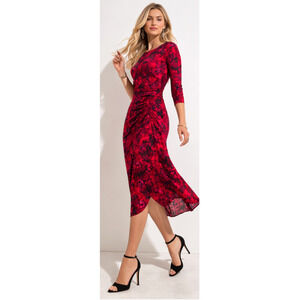 NEW WHITE HOUSE BLACK MARKET WHBM KALEIDOSCOPE M INDULGENT RUCHED MIDI DRESS 8